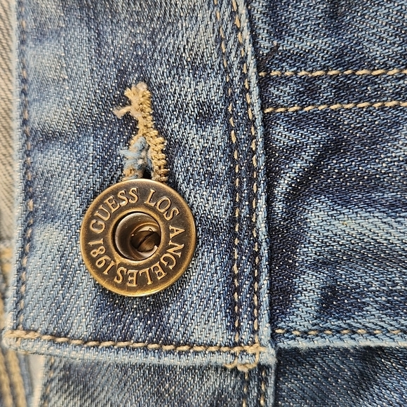 GUESS MENS JEANS W34 L30 LINCOLN DISTRESSED WASHED BLUE DENIM PREOWNED - Picture 6 of 15